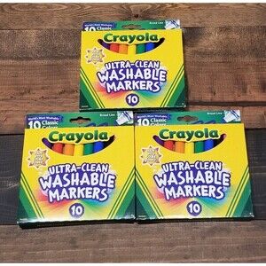 Crayola Ultra Clean Washable Classic Broad Line Color Markers Lot Of 3